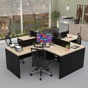 Ver imagem 1 de Estação de Trabalho com 4 Escrivaninhas em L Office Preto/Dubai
