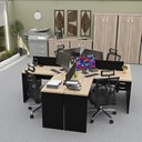 Ver imagem 5 de Estação de Trabalho com 4 Escrivaninhas em L Office Preto/Dubai