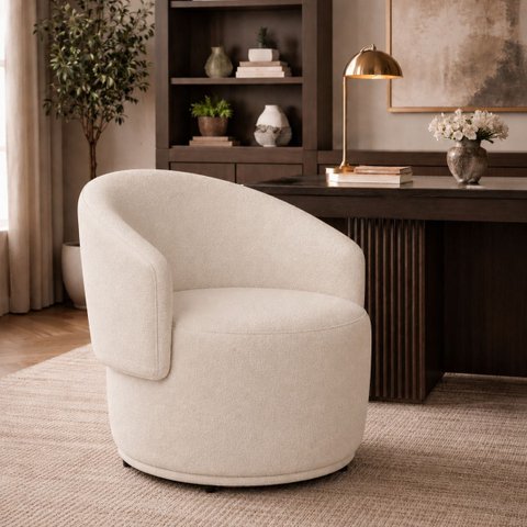 Poltrona Orgânica Maya Bouclê Bege Sala Quarto Recepção