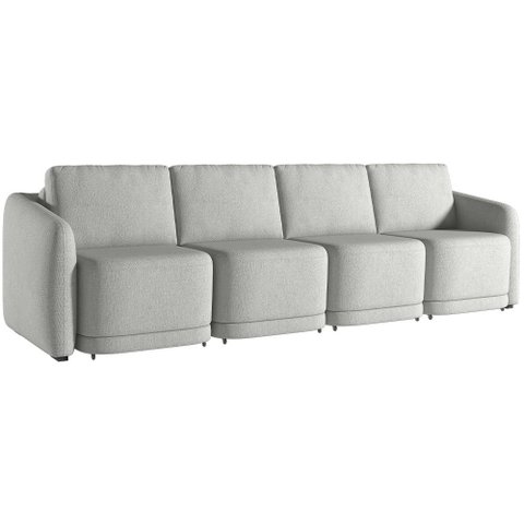 Sofá Cama para Sala de Estar 4 Lugares 396cm Montserrat K01 Linho Cinza - Lyam Decor