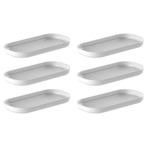 Kit 6 Bandejas Decorativas 16x8cm Dual Branca Oval Plástica ou Buffet Eventos