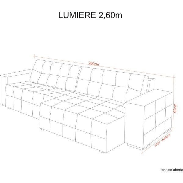 Sofá Retrátil 4 Lugares 260cm Lumiere Raízes em Poliéster Azul 90 cm x 260 cm x 104 cm