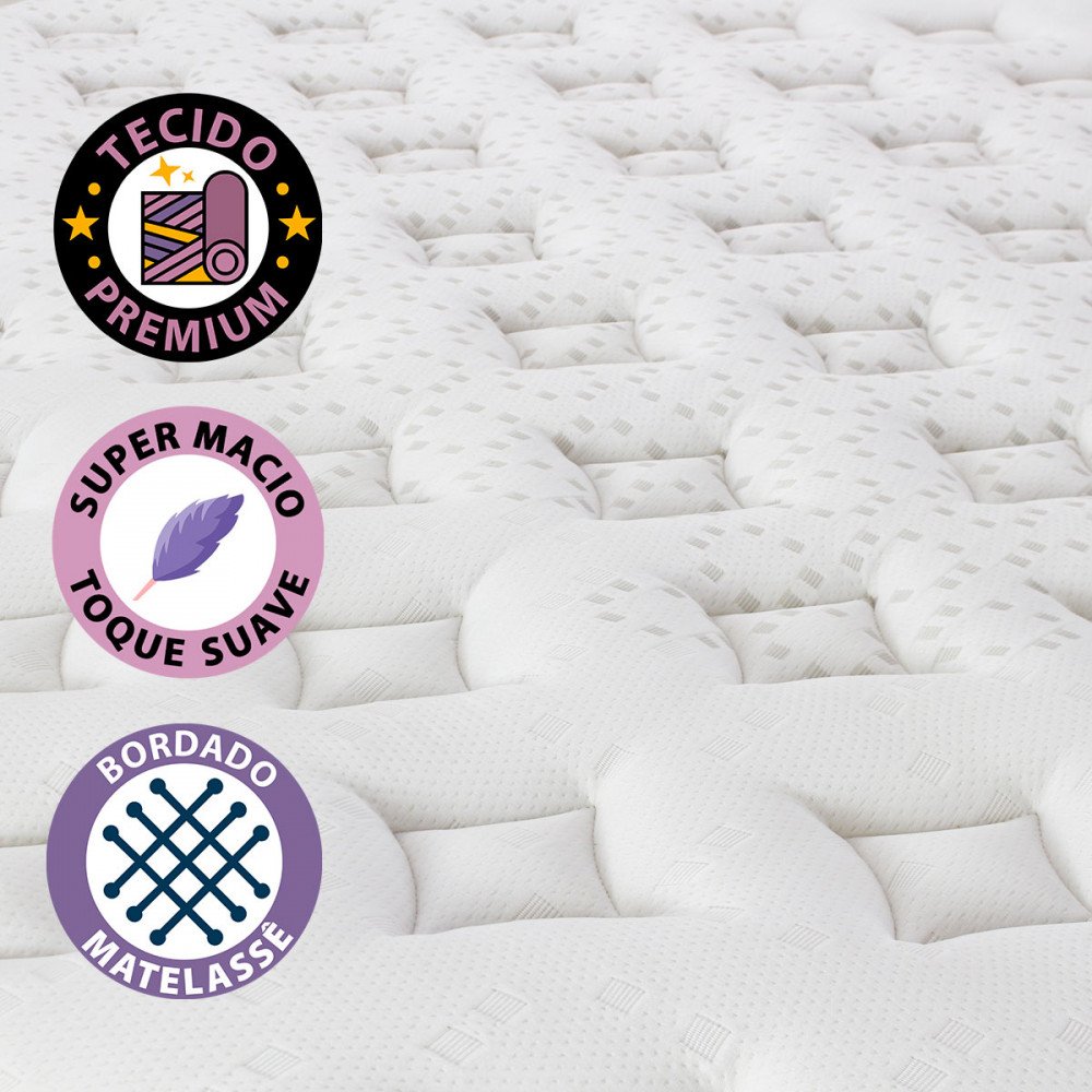 Cama Box Casal Premium Mola Ensacada com Espuma D33 e Viscoelástica