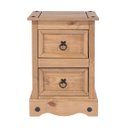 Ver imagem 2 de Mesa de Cabeceira de Madeira com 2 Gavetas Marrom Antique