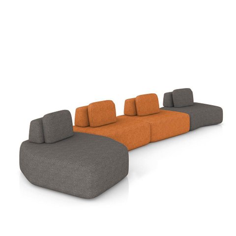 Sofá 4 Lugares Orgânico com Chaise e 3 Módulos Berlim bouclê Gf K01 - D’Rossi