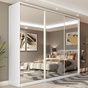 Guarda Roupa Casal com Espelho 3 Portas em BP Belluno