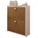 Ver imagem 1 de Sapateira Hall Entrada Sapatos 2 Portas Puxador Concha Closet - Off White / Ripado