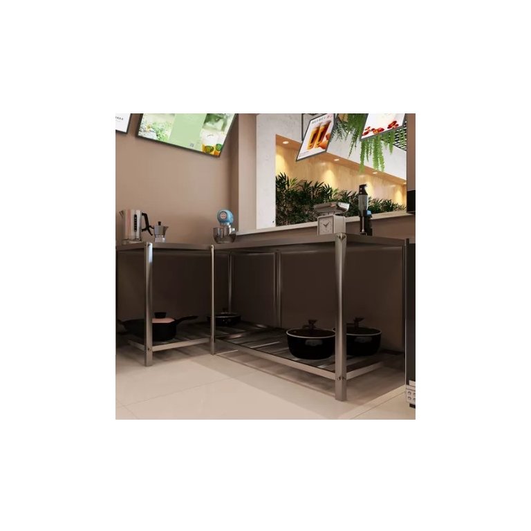 2 Bancadas de Secagem e Tosa em Aço Inox com 1 Prateleira-multiuso 2 Bancadas de Secagem e Tosa em Aço Inox com 1 Prateleira-multiuso