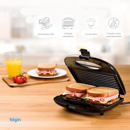 Sanduicheira Grill Antiaderente Snack Time 2 Em 1 Elgin 750W Misteria Para Lanches 110V - 7