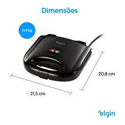 Sanduicheira Grill Antiaderente Snack Time 2 Em 1 Elgin 750W Misteria Para Lanches 110V - 6