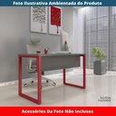 Ver imagem 2 de Mesa Escritório P25 Tub Pandin 150 Cm (larg) Tampo Mdp Grafito Pé Aço Tubular Vermelho