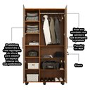 Ver imagem 3 de Guarda Roupa Solteiro Multiuso sem Gaveta Reforçado Ouro Fechadura com Chave Amêndoa / Fendi