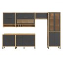 Ver imagem 2 de Armário de Cozinha com Balcão e Tampo 12 Portas 4 Gavetas Pérola 100% Mdf Vidro Reflecta Amêndoa/chu