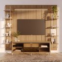 Ver imagem 1 de Estante para TV e Home até 75" 100% MDF 254cm Vidro Reflecta Prateleiras LED Lincoln Float Carvalho