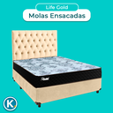 Ver imagem 4 de Conjunto Cama Box Perola Casal + Colchão Molas Ensacadas Life Gold Paropas + Cabeceira