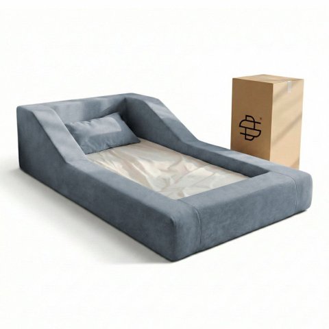 Cama Montessoriana Infantil Noah 100% Espuma com Colchão Bouclê Azul - Abmaza