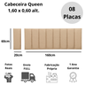 Cabeceira Queen Linho Bege Placa Modulada Estofada Ripada Adesiva - 5
