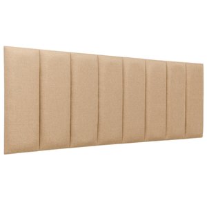Cabeceira Queen Linho Bege Placa Modulada Estofada Ripada Adesiva