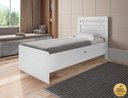Ver imagem 2 de Cama Solteiro Reforçada com Baú e Colchão Solteiro D20 Larissa Mdf/mdp Branca