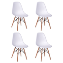Ver imagem 6 de Mesa Industrial Base Ferro Preto em V Tampo 137x90 Preto 4 Cadeiras Eames Madeira Assento Branco