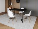 Ver imagem 1 de Mesa Industrial Base Ferro Preto em V Tampo 137x90 Preto 4 Cadeiras Eames Madeira Assento Branco