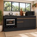 Ver imagem 2 de Kit Balcão de Cozinha para Pia e Cooktop/Forno com Rodapé 190cm Veneza Multimóveis MP2995 Preto/