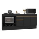 Ver imagem 1 de Kit Balcão de Cozinha para Pia e Cooktop/Forno com Rodapé 190cm Veneza Multimóveis MP2995 Preto/