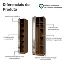 Ver imagem 5 de Guarda Roupa Modulado Neo 2 Portas de Bater com Espelhos 5 Nichos MDP Rustic-Crema Madesa