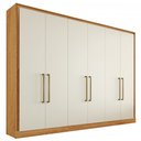 Ver imagem 2 de Guarda-Roupa Casal Argos 6 Portas 6 Gavetas 100% Mdf Peroba/Off White - Mademarques