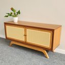 Ver imagem 5 de Rack Sala Tv até 50 Polegadas Ricco 113 Cm Laminado com Portas em Palhinha Amêndoa