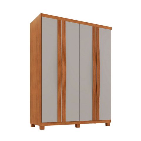 Guarda Roupa Solteiro Dunas com 4 Portas e 2 Gavetas Mdf com Pés Moderna Mobília