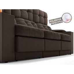 Sofá com Porta Copos e Carregador USB Eureka 2,30m Assento Retrátil e Reclinável Velosuede - 6