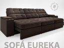 Ver imagem 3 de Sofá com Porta Copos e Carregador USB Eureka 2,30m Assento Retrátil e Reclinável Velosuede