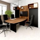 Ver imagem 1 de Mesa de Reunião Orgânica 2m Pés Painel Escritório F5 Office Cor:Nogal com Preto