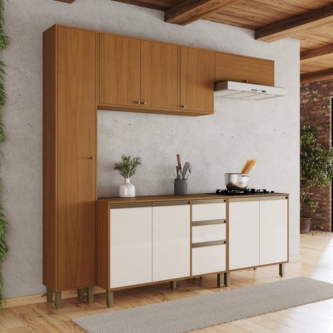 Cozinha Modulada Completa 6 Peças com Balcão com Tampo e Paneleiro Venaly