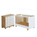 Ver imagem 2 de Quarto de Bebê com Cômoda 1 Porta e Berço 4 em 1 Minicama 100% MDF Mike Espresso Móveis Branco/Brilh