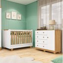 Ver imagem 1 de Quarto de Bebê com Cômoda 1 Porta e Berço 4 em 1 Minicama 100% MDF Mike Espresso Móveis Branco/Brilh