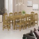 Ver imagem 1 de Mesa Safira em Madeira Maciça 220x88 com 10 Cadeiras Nogueira Nemargi