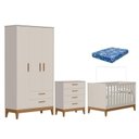 Ver imagem 1 de Quarto de Bebê Flip com Cômoda Gaveteiro Areia Acetinado com Colchão Ortobom - Reller