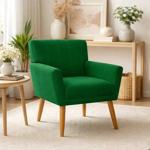 Poltrona Cecilia Sala Recep Clinica Suede:Verde/Liso