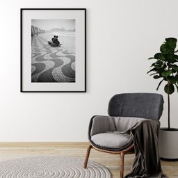 Quadro Foto Praia Copacabana Antiga - 60x48cm:madeira Preta - 1