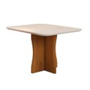 Ver imagem 1 de Mesa de Jantar 4 Lugares Retangular Moderna Bella, Tampo Chanfrado Mdf/vidro, Base Madeira Maciça