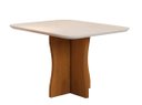 Ver imagem 1 de Mesa de Jantar 4 Lugares Retangular Moderna Bella, Tampo Chanfrado Mdf/vidro, Base Madeira Maciça
