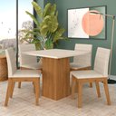 Ver imagem 1 de Mesa de Jantar Quadrada com 4 Cadeiras Moscou Cinamomo/off/bege - M.a Cinamomo/off Premium/bege