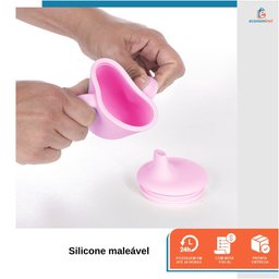 Copinho de Bebê com Alça Infantil +6m Bico de Silicone Rosa - 3