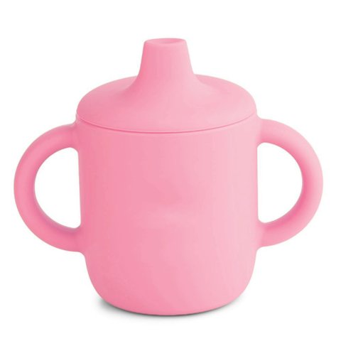 Copinho de Bebê com Alça Infantil +6m Bico de Silicone Rosa