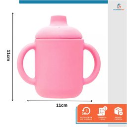 Copinho de Bebê com Alça Infantil +6m Bico de Silicone Rosa - 2