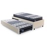 Bicama Box Solteiro Courino Linho Areia 88x188 com Dois Colchões Gransleep Molas Verticoil Ecoflex - 1