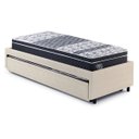Ver imagem 4 de Bicama Box Solteiro Courino Linho Areia 88x188 com Dois Colchões Gransleep Molas Verticoil Ecoflex