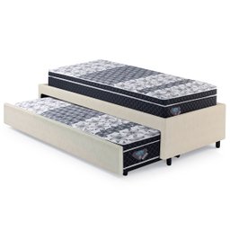 Bicama Box Solteiro Courino Linho Areia 88x188 com Dois Colchões Gransleep Molas Verticoil Ecoflex - 10